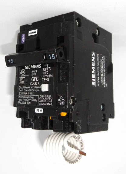 Q215GFCSA Siemens 15A 2 Pole GFCI Circuit Breaker 120/240V Type QPF2 CSA