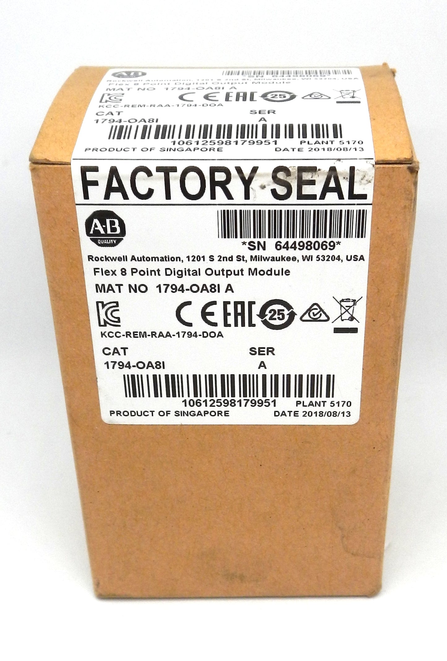 1794-OA8I Allen-Bradley FLEX I/O 8 Point AC Output Module 120VAC IP20