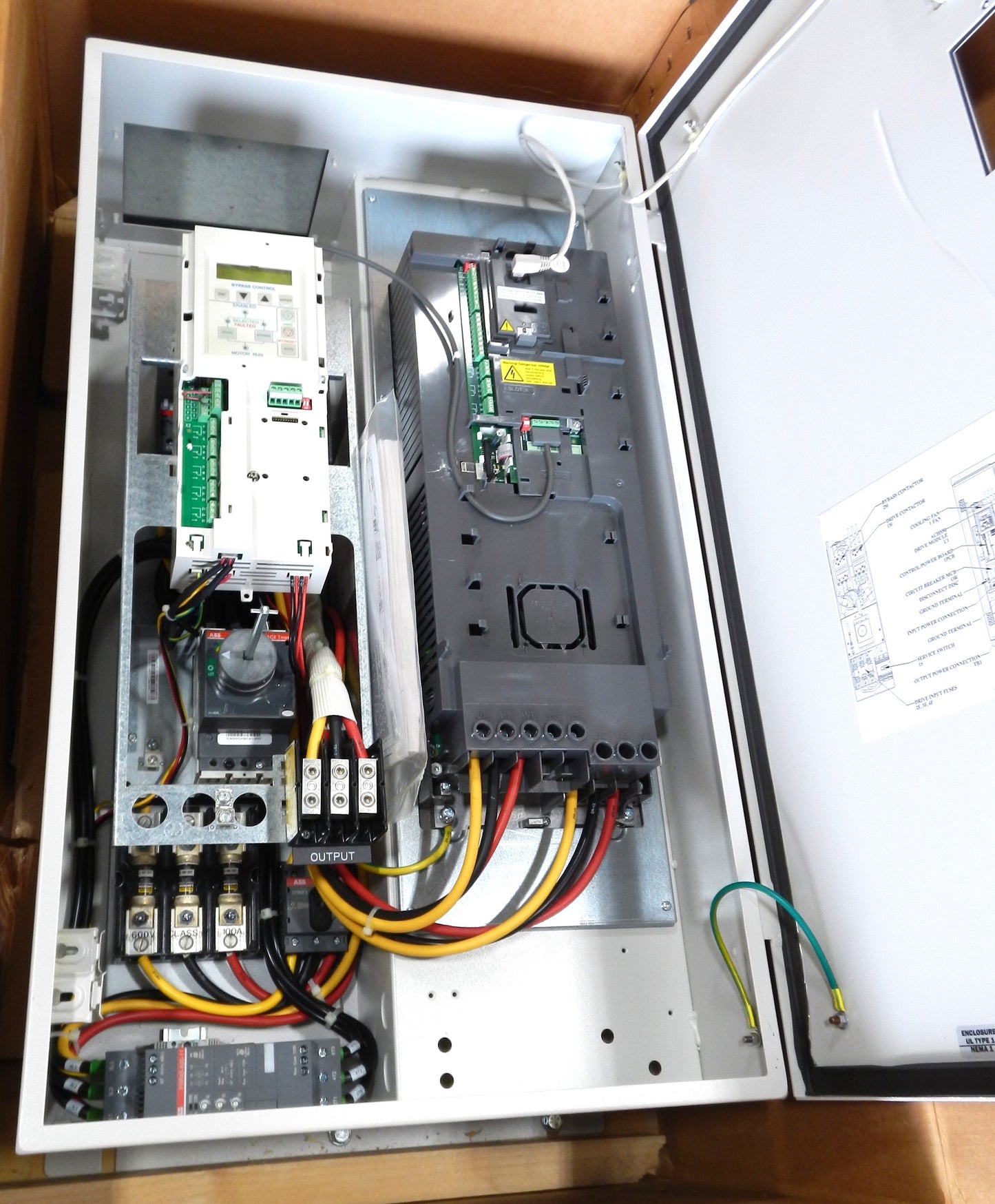 ABB ACH550-BCR-041A-6+F267 HVAC Bypass VFD Panel 40HP 600V Enclosed Variable Frequency Drive