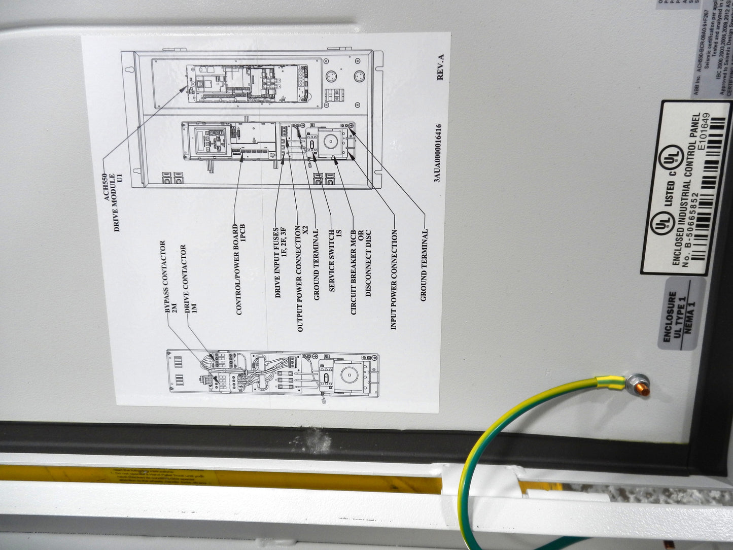 ACH550-BCR-09A0-6+F267 ABB Enclosed HVAC Bypass VFD 7.5HP 600V 3 Phase Variable Frequency Drive