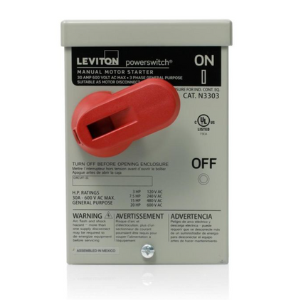 LEVITON N3303-DS MANUAL MOTOR SWITCH