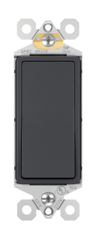 15A 120/277V Single Pole Rocker Switch – Black