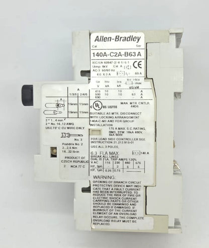 Allen-Bradley 140-C2A-B63 Manual Motor Starter 4-6.3A Motor Protection Switch