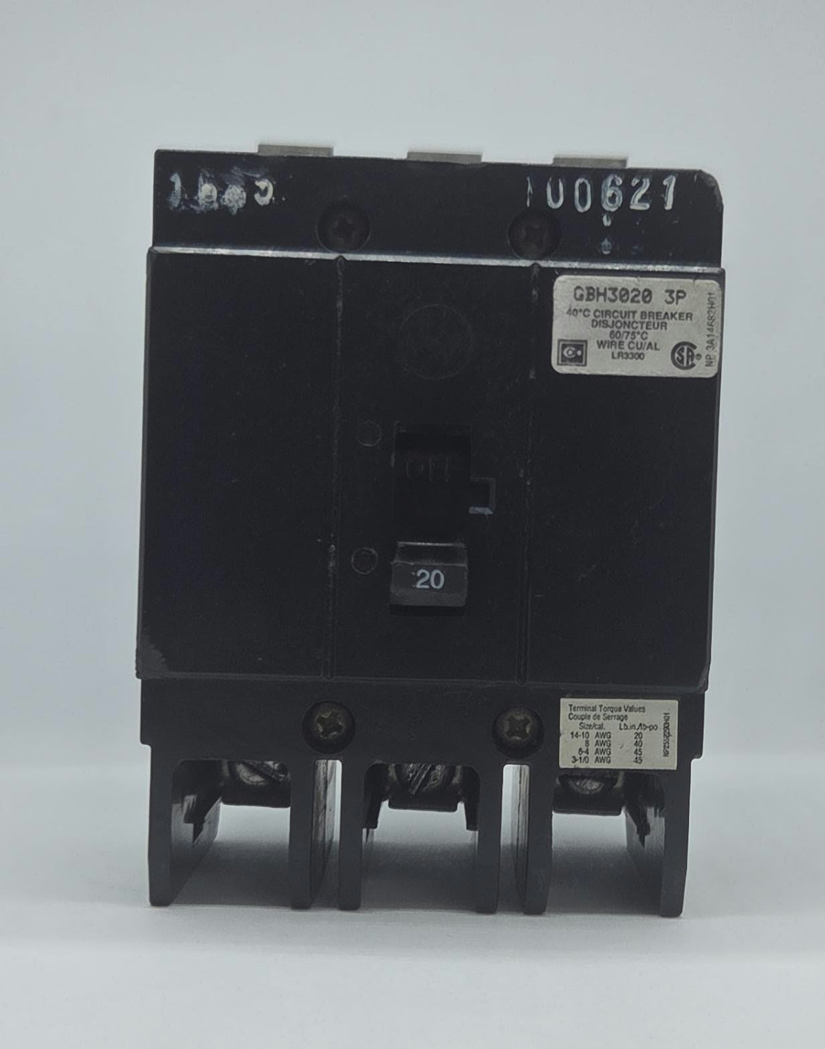 GBH3020 Cutler-Hammer 3-Pole 20A 480VAC Circuit Breaker