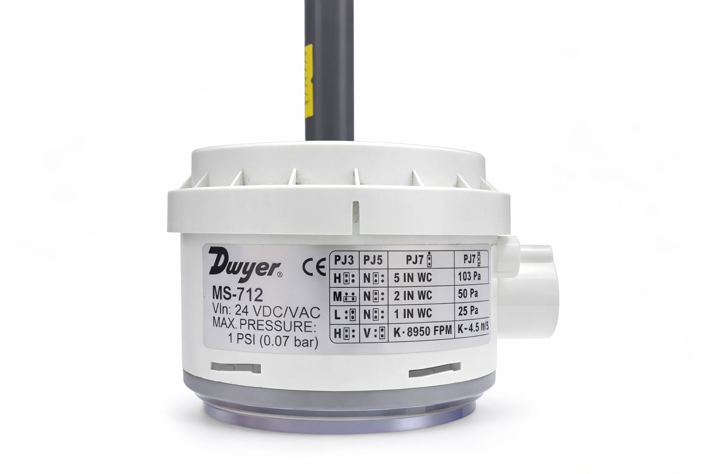 Dwyer MS-712 Differential Pressure Switch 24V AC/DC HVAC Air Flow Sensor