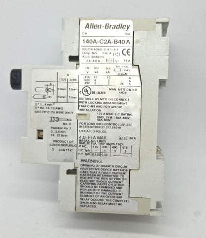Allen-Bradley 140A-C2A-B40A Manual Motor Starter 2.5-4.0A Motor Protection Switch