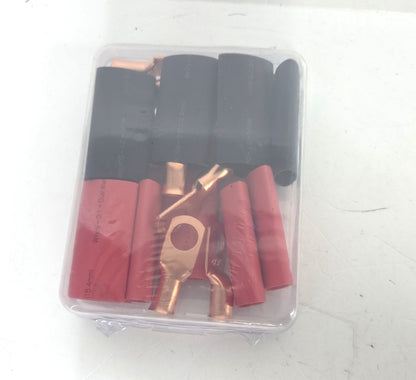 4 AWG Wirefy Copper Lug Kit 10 PCS 3/8" M10 with Heat Shrink Tubing