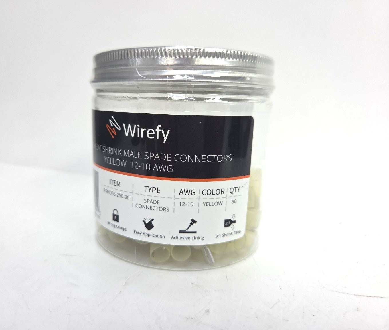 12-10 AWG Wirefy Heat Shrink Male Spade Connectors 90 PCS Waterproof Yellow