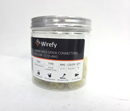 12-10 AWG Wirefy Heat Shrink Male Spade Connectors 90 PCS Waterproof Yellow