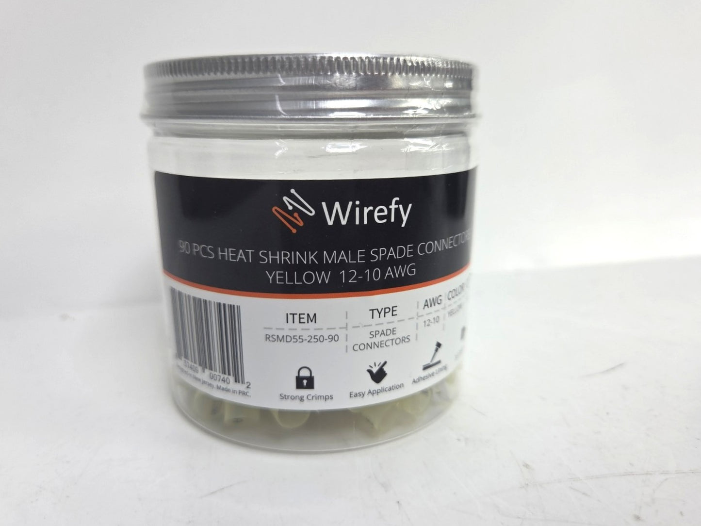 12-10 AWG Wirefy Heat Shrink Male Spade Connectors 90 PCS Waterproof Yellow